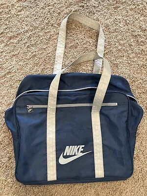 Vintage 1980’s Nike Swoosh Logo Carrier Bag Blue Color Nylon Blue Tag Spell Out • $49.99