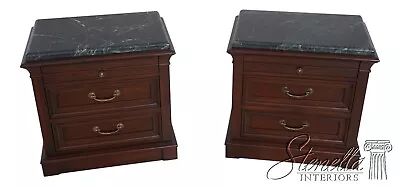 62964EC: Pair ETHAN ALLEN Marble Top Cherry Nightstands • $1195