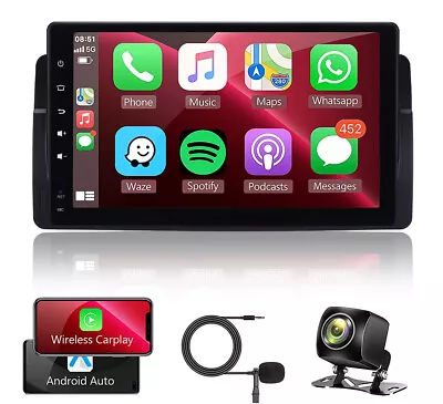 9  Android 12 4+32GB Car Radio Stereo GPS CarPlay DSP WIFI DAB+ For BMW E46 M3 • £195.99