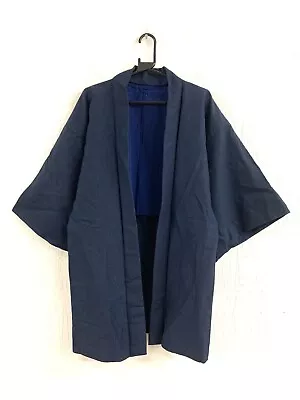 Vintage Japanese Yukata Kimono Haori Traditional Short Robe Blue Jacket Medium • £19.99