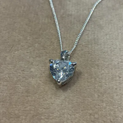 £75 • Buy 1.0 Carat Lab Created Diamond Heart Cut Pendant Inc Necklace Platinum Plated 925