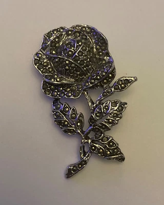 £4.99 • Buy Vintage Marcasite Rose Brooch