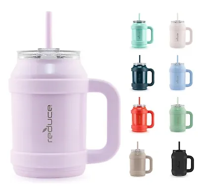 REDUCE 32 Oz Desk Mug Tumbler With Lid And Straw Stainless Steel With Handle • $39.91