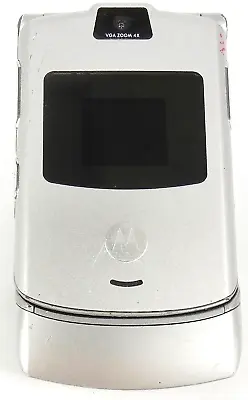 Motorola RAZR V3 - Silver And Black ( AT&T / Cingular ) Cellular Flip Phone • $25.49