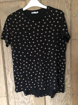 £3 • Buy Zara Womens Black Polka Dot T-shirt Medium