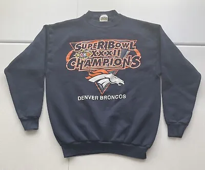 Vintage NFL Denver Broncos Sweatshirt Men’s L Blue Football Pullover Tultex • $24.99