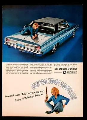 Blue Dodge Polara Join The Dodge Rebellion 1966 Vintage Print Ad • $8.32