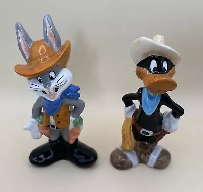 Vintage 1993 Bugs Bunny & Daffy Duck - Cowboy Salt & Pepper Shakers Warner Bros • $20