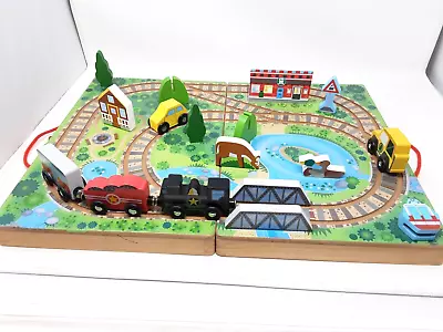 Melissa & Doug Take Along Wooden Railroad - Nearly Complete 18 Pieces • £15