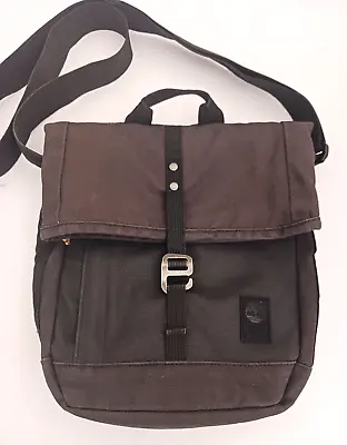 Columbia Canvas Crossbody Bag Dk Gray/Blk  Flap Front Buckle Padded Adj Strap • $29