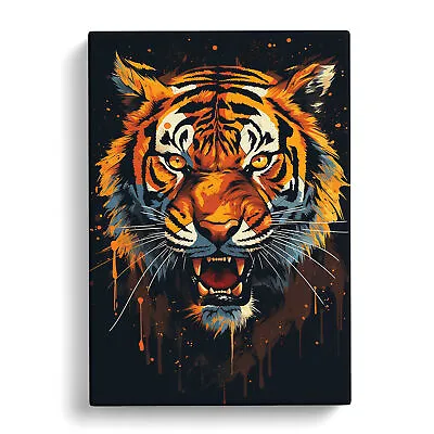 Tiger Minimalism Canvas Wall Art Print Framed Picture Decor Living Room Bedroom • £24.95