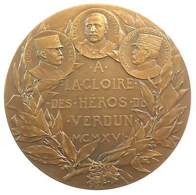 France World War I AUX HEROS DE VERDUN Bronze 68mm By Pillet • $100