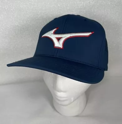 Mizuno Tour Flat Snapback Hat Flexfit Tech Vented Cap- Blue White Red Color • $24.99