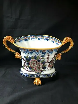 Polychrome Dutch Makkum Holland Delft Frisian Vase Pot Dutch Scenery Folk Art • $265