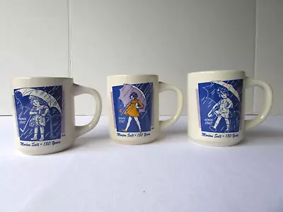 3 Vintage Morton Salt Cups Coffee Mugs 1914 & 1921 & 1968 When It Rains It Pours • $14.87