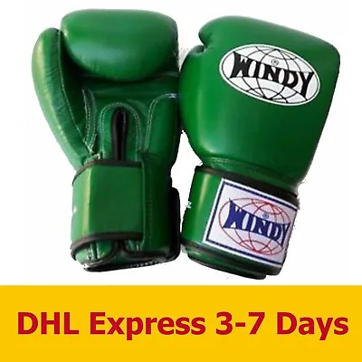 WINDY Green BGVH BOXING GENUINE GLOVES MUAY THAI K1 MMA Martial Art Sporting • $153.03