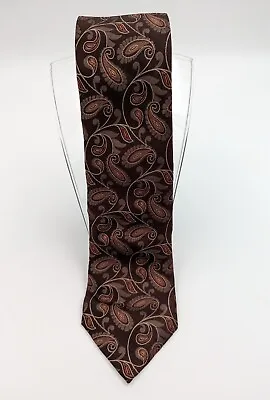 VAN HEUSEN - 100%  - Silk HANDMADE - BROWN  NECK TIE • $7.96