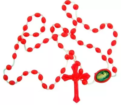 Red Prayer Bead Cord Rosary With Divine Mercy Centerpiece Pack Of 10 15 Inch • $14.37