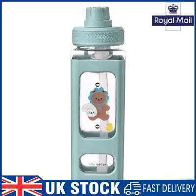 Water Bottle 23.6 Oz Large Capacity Bottle Straw & Lovely Sticker (Green) • £7.89