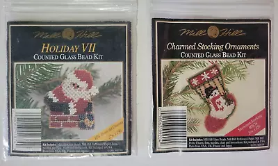2 Mill Hill Counted Glass Bead Ornament Kits Snowman Stocking Down The Chimney • $16