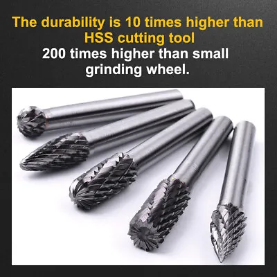 5Pcs Tungsten Carbide Burr 1/4'' Shank CNC Rotary Cutter Files Set IN US • $19.94