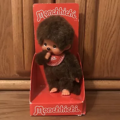 8  Monchhichi Sekiguchi Plush Doll Brown Boy Monkey Doll Red Bib Stuffed Animal • $20