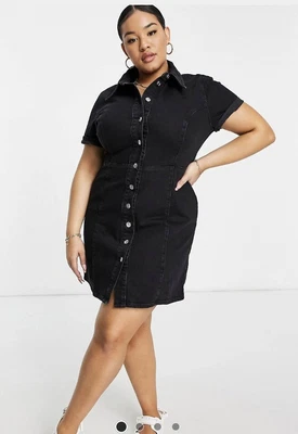 $60 • Buy Womens Denim Fitted Shirt Dress Plus Size 20