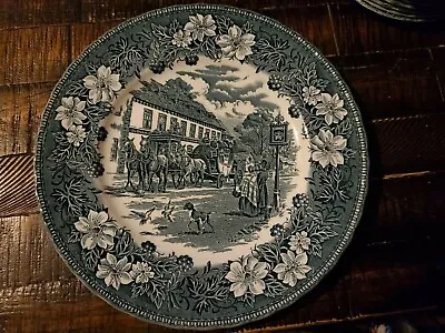 Royal Tudor Ware Coaching Taverns Staffordshire England Blue Dinner Plate 10.5  • £12.34