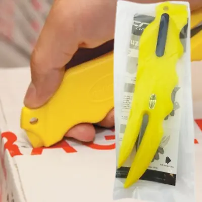 Yellow Pallet Knife For Warehouse Safety Box Cutter Fixed Cutting Blade Wrap • £3.98
