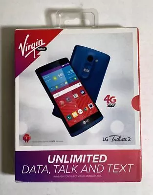 New Sealed LG Tribute 2 Virgin Mobile 8 GB Blue Locked 652810517508 • $27.50