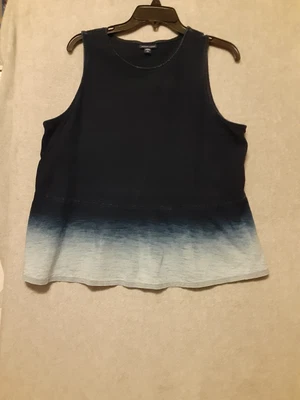 $11.24 • Buy J.Jill Pure Jill Indigo Women's Sz LPet Knit Dip Dyed Peplum Sleeveless Tank Top