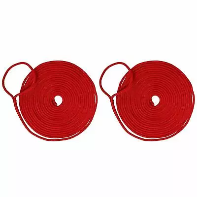 2 Pack 3/4  × 25' Double Braid Nylon Mooring Rope Boat Marine Dock Line Rope Red • $42.99