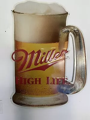 Miller High Life Tin Beer Mug Wall Sign 25x36 Excellent Condition • $30