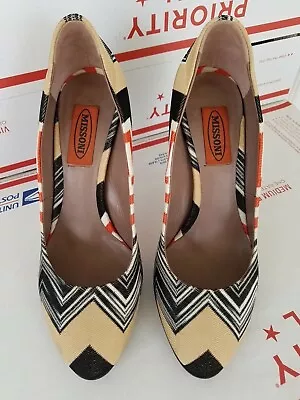 Missoni Zigzag Multicolor Heel Pumps Classic Shoes 6/36 Italy  • $93.53