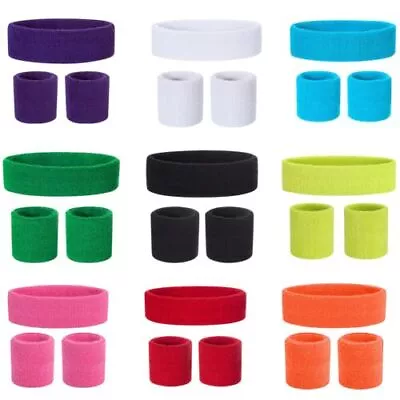 Ladies Headband Wristbands Sports Gym 80s Fancy Dress Sweatband Accessories • £2.99