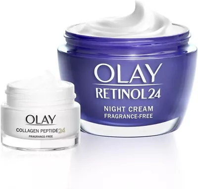 Olay Retinol Moisturiser Night Cream & Collagen Peptide24 Set - 50ml With Vitami • £43