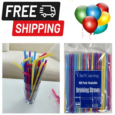 Plastic Flexible Straws BendyRecyclable Drinking Cocktail Straws 200-10000 • £6.99