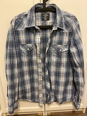 H&M LOGG Mens Checked Shirt Size Large Blue • £1.99