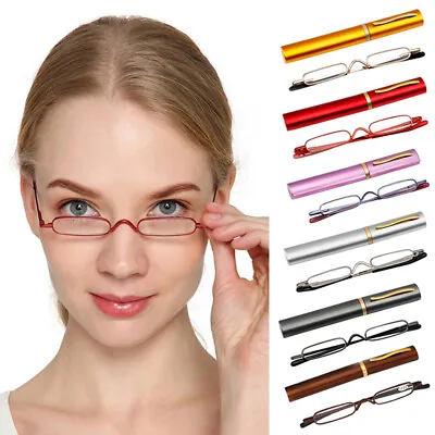 Mini Reading Glasses Slim Glasses Glasses With Metal Case Readers Unisex Retro • $4.65