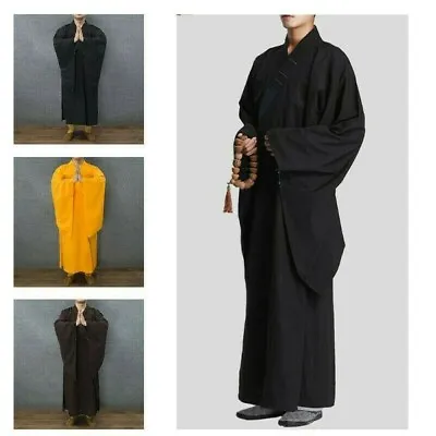 Men Buddhist Monk Dress Robe Shaolin Gown Frock Long Meditation Casual Loose New • $37.04