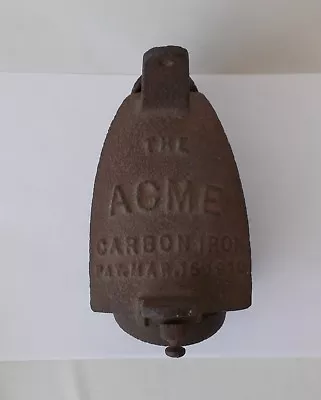 Antique ACME Carbon Iron Patent 1910 ~ Fill W/ Charcoal ~ Missing Wood Handle • $25