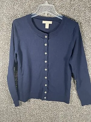 Banana Republic Extra Fine Merino Wool Button Up Cardigan Sweater Size M Navy • $19.99