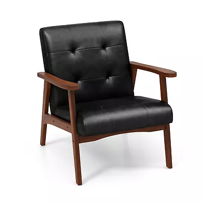 Modern Accent Chair With Leather Cover Mid Century • £96.88