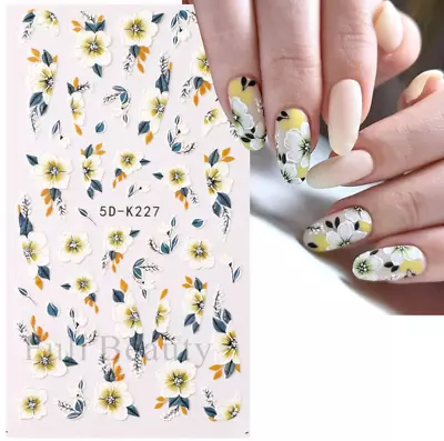 5D Engraved Flower Butterfly Nail Art Sticker Decal DIY Decoration Manicure NH24 • $2.95