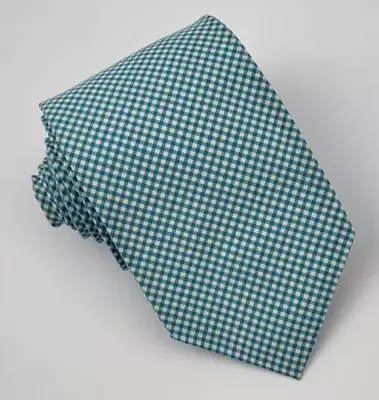 J. Crew Cotton Tie Blue White Mesh Plaid Men Necktie USA Skinny 56.5 X 2.75 • $14.99