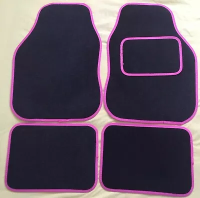 For: Vw Beetle Eos Cc Fox - Universal Car Floor Mats Black Carpet & Pink Trim • $13.61