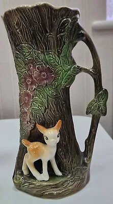 Vintage Eastgate Withernsea Pottery Fauna Tree With Deer Fawn Jug • £10