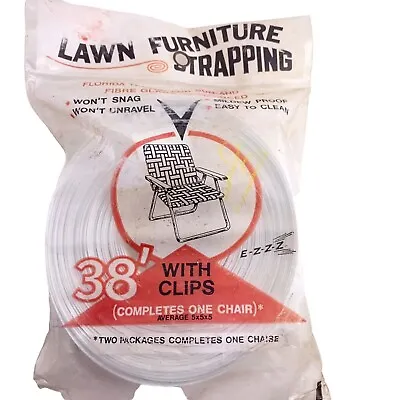 Lawn Chair Furniture Webbing White Stripe 39’ With Clips Rare Vintage New Open • $22.45