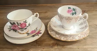 Vintage Saucer Bone China X 2 Mis Matched Cups Saucers & Plates • £2.99