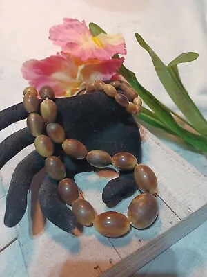 ANTIQUE HAND MADE Beads From  BUFFALO. HORN 51gr 24  Beaded Necklace • $79.77